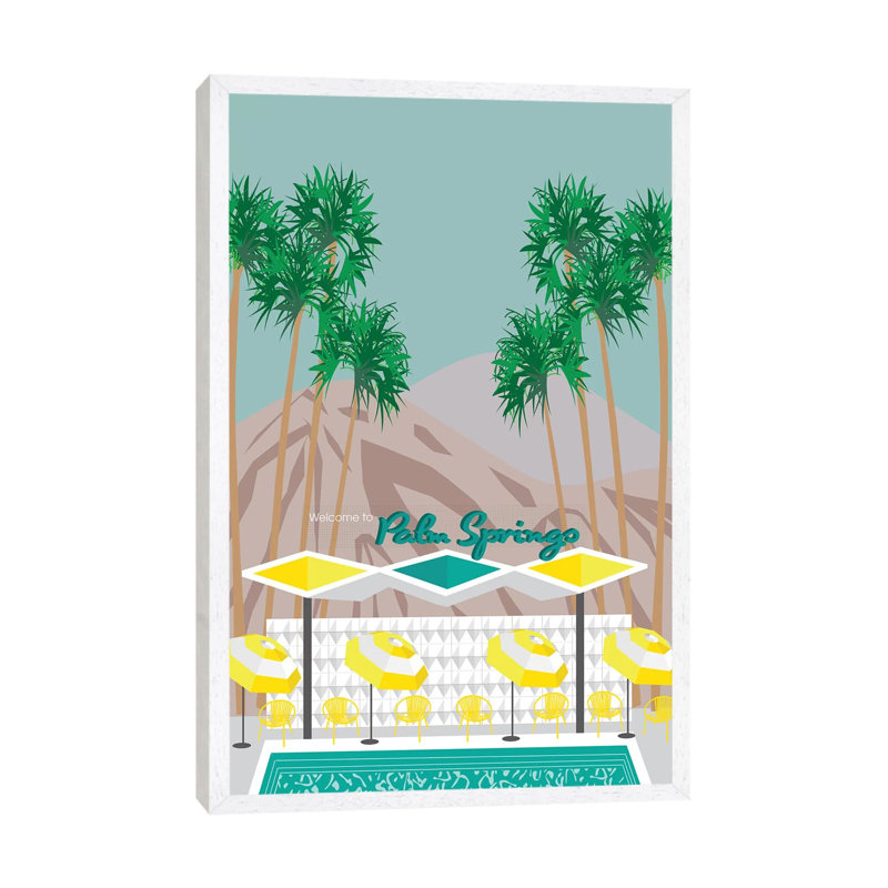 Palm Springs Pool 1 Piece Wall Art on Canvas, 152.4cm H x 101.6cm W x 3.81cm D, White Framed