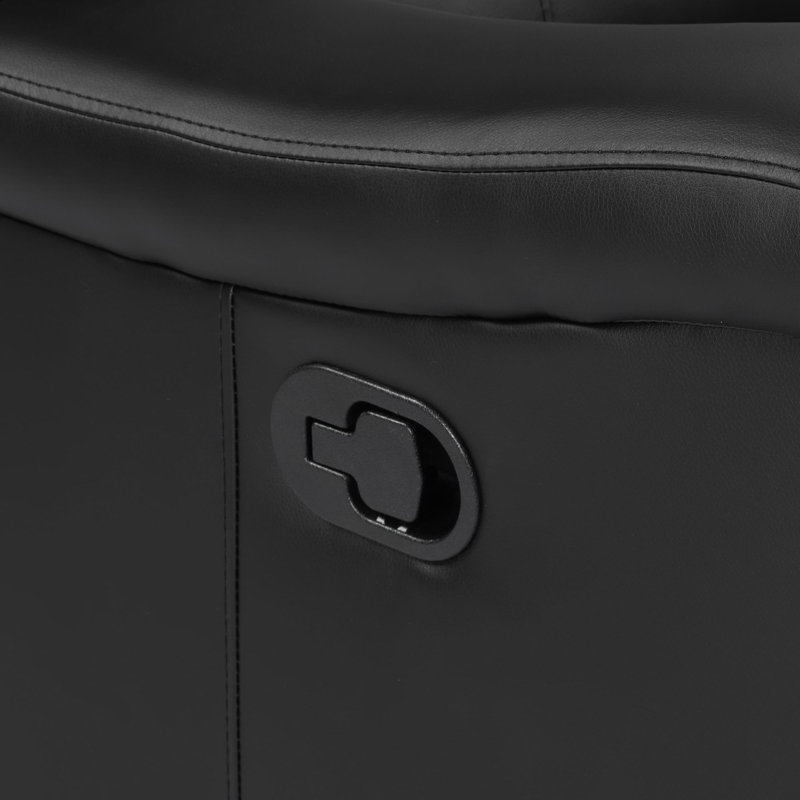 Causeuse inclinable manuelle en similicuir de 61 po Emony, Similicuir noir en microfibre