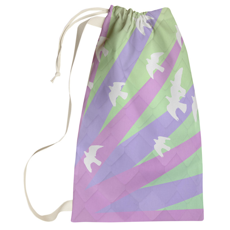 Fabric Laundry Bag with Handles, Large (76.5" H x 29.5" W x 1.5" D), Purple/Green