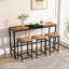 Table de salle à manger de cuisine moderne, table de pub, ensemble de table de salle à manger longue avec 3 tabourets, conception de tabouret suspendu pratique-772192510