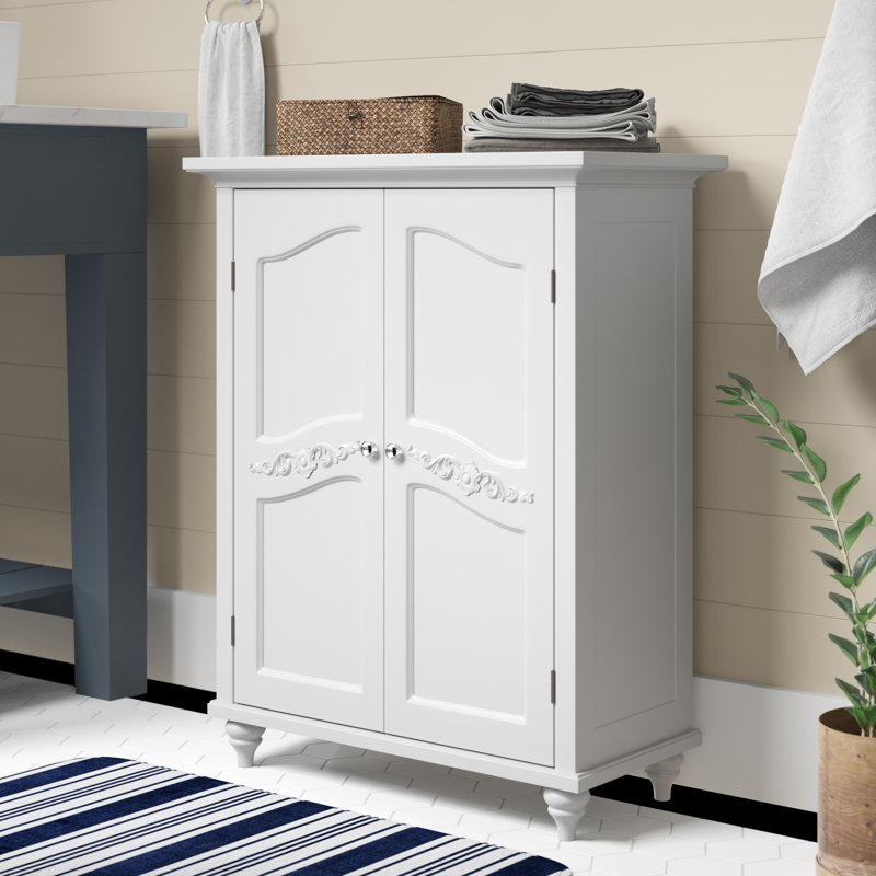 Cardonas Wooden Two-Door Freestanding Floor Storage Cabinet, White