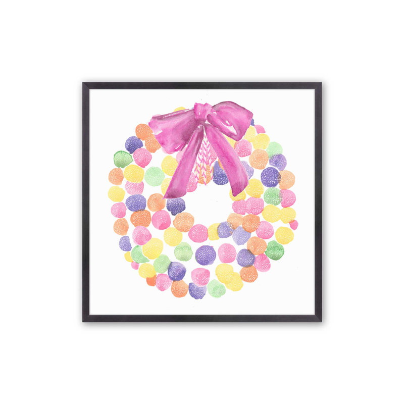 Rainbow Wreath Print, 21.75" H x 21.75" W, Weathered Zinc Single Picture Framed, Solid Wood
