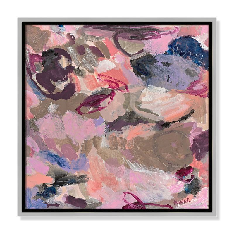 «Vineyard Evening Square» par Marisol Evora, Argent argent, H 17,5 po x l 17,5 po