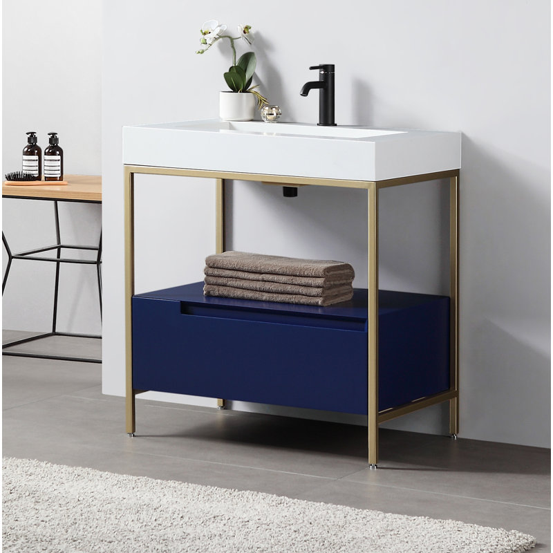 Texel 30" W Single  Vanity, Navy Blue, White, White