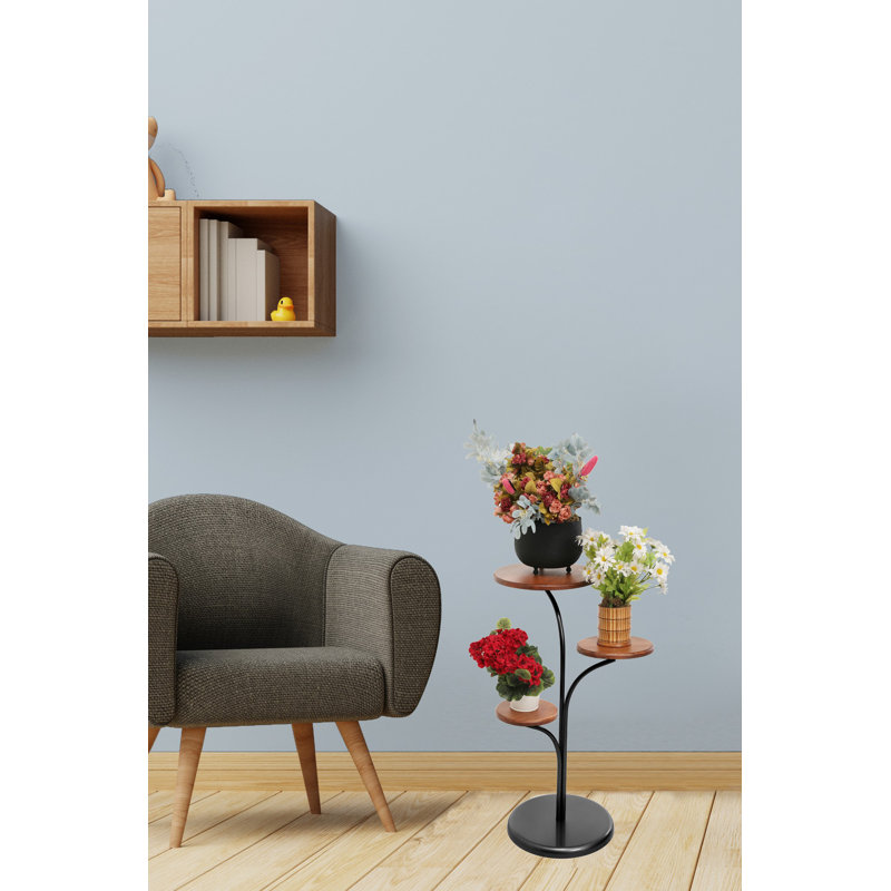 Table de bout en bois massif Thurros, Noyer, Noir