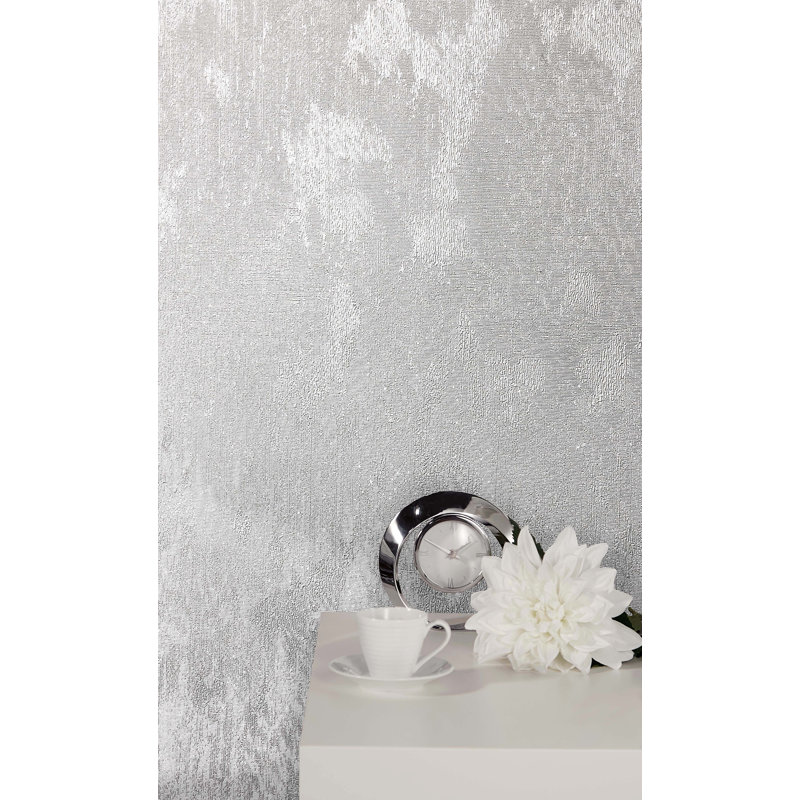 Rouleau de papier peint texturé lavable Abrianna, Argent
