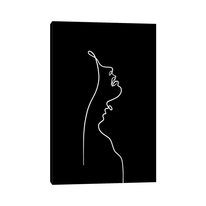 Impression de dessin « Lip like Compass-noir Edition » par Dane Khy, Pas de tapis, H 48 po x l 32 po x P 1,5 po, Toile tendue