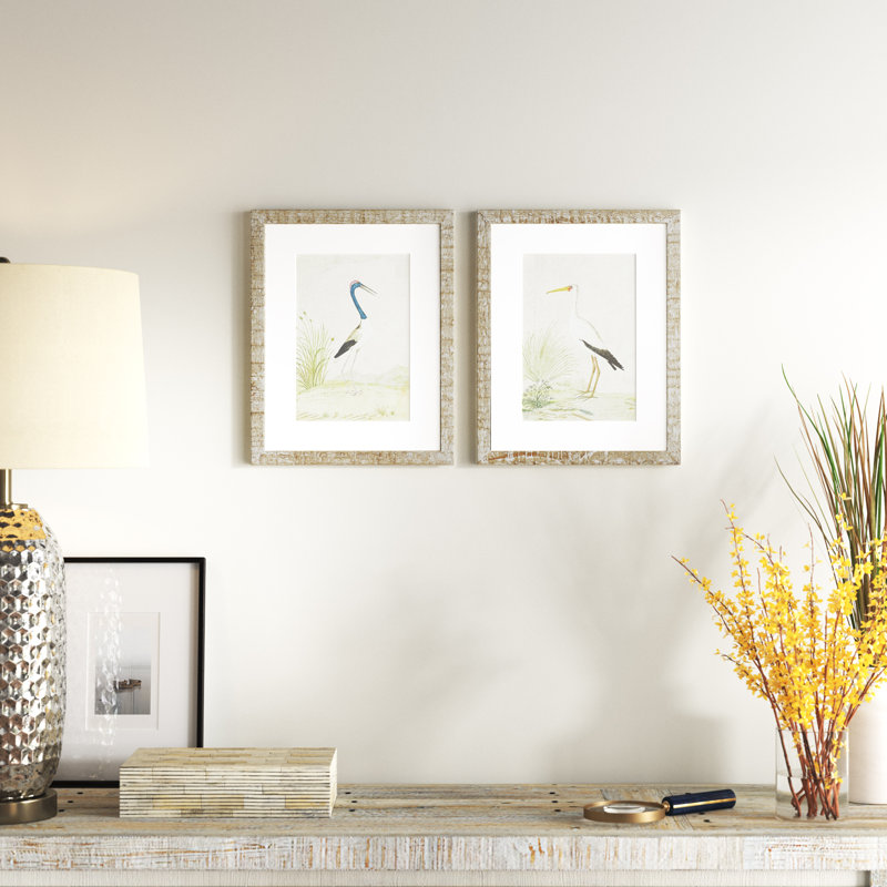 Hwan Wading Bird - Ensemble de 2 peintures encadrées