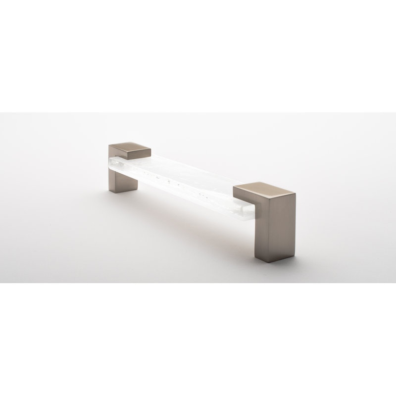 Affinity 5.625" Center to Center Bar Pull, Satin Nickel/White