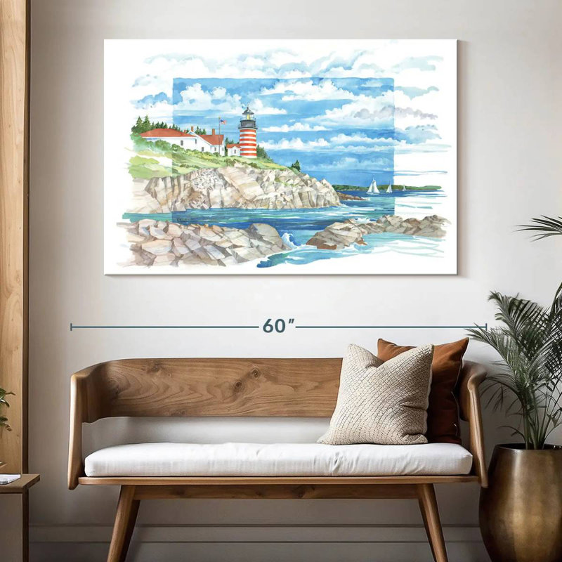 Vue du phare Gillard West Quoddy, H 34 po x l 51 po