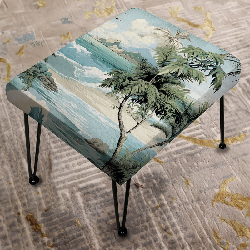 Seaside Elegance Ii Tropical Pattern - Coastal Rectangle Ottoman