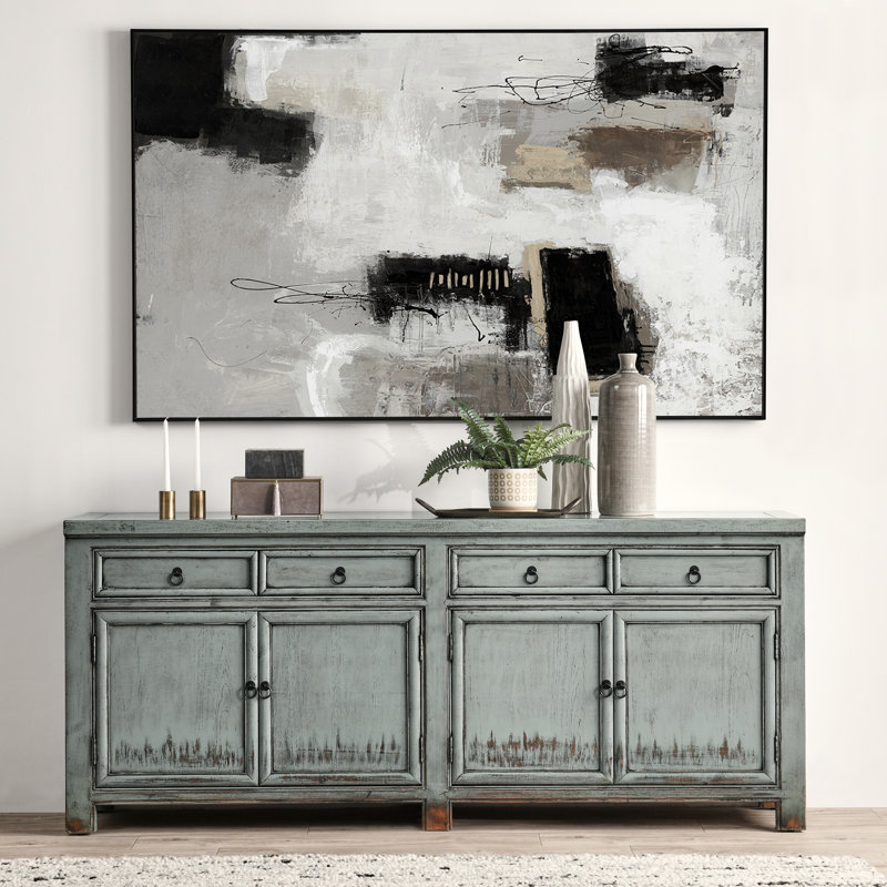 Libbit Reclaimed Pine 4-drawer 4-door Cabinet Vintage Sage