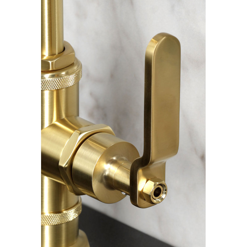 Kingston Brass Whitaker Single-Handle 1-Hole Deck Mount Bathroom Faucet, Brushed Brass
