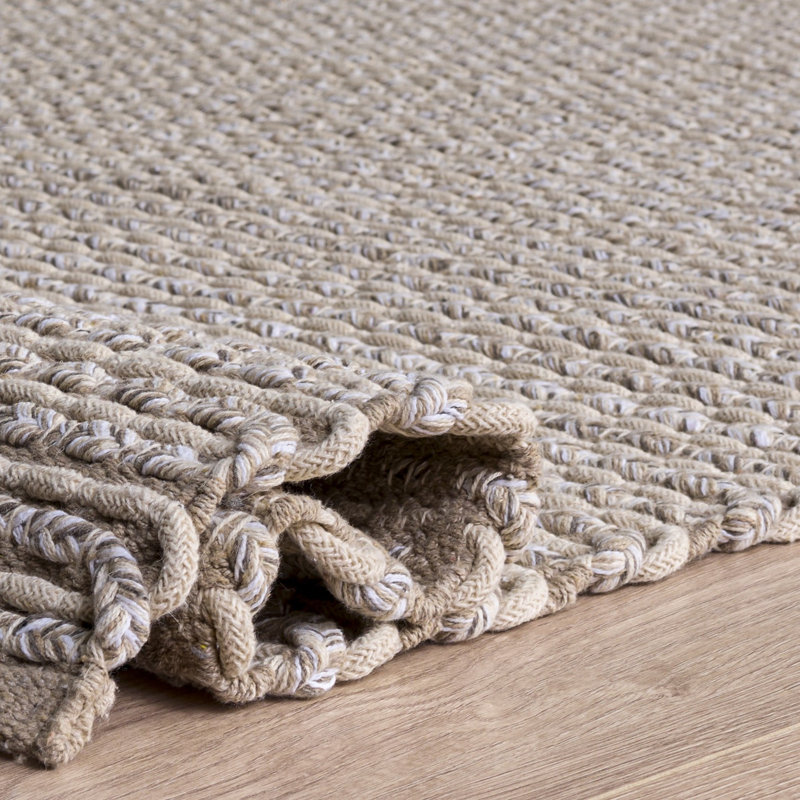 Braided 762 Hand Woven Cotton Pile Striped Rug, Rectangle 4' x 6'