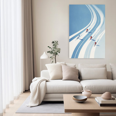 «Downhill Ski Race», art contemporain de montagne, paysage abstrait