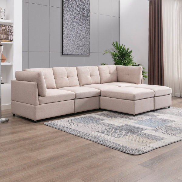 Latitude Run® Modular Sectional Sofa Cloud Couch For Living Room, Down  Filled Comfy Cloud Puff Modern