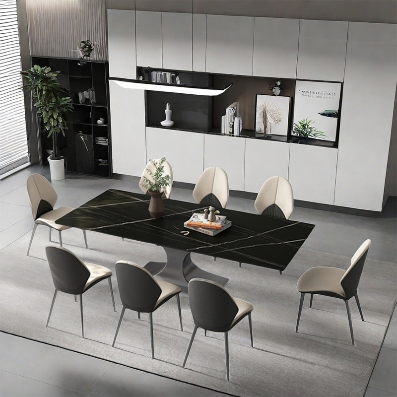 Ensembles de table de salle à manger de style italien moderne, Noir / or