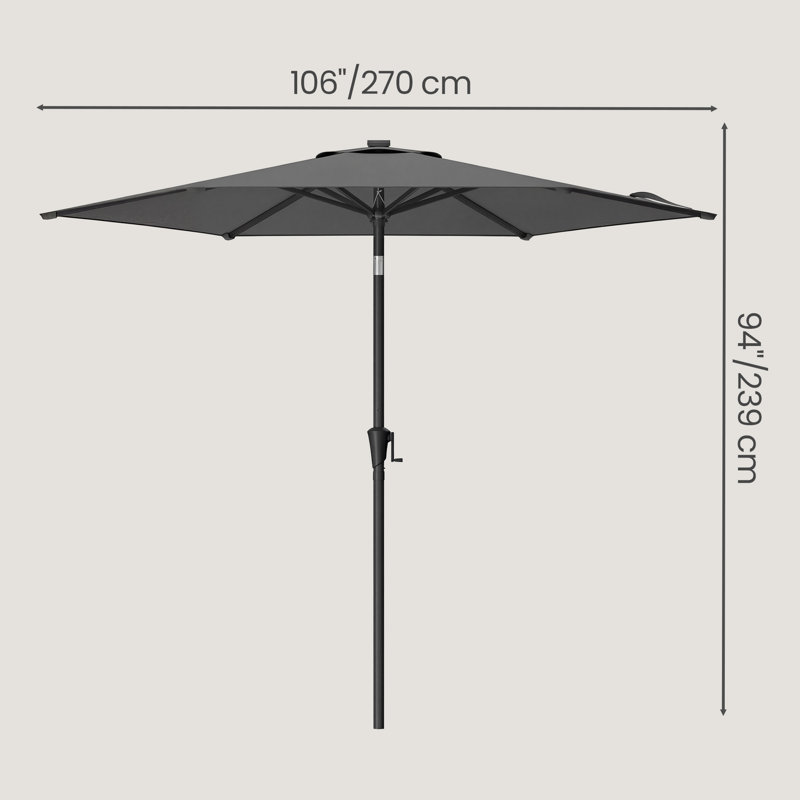 Market Parasol, 270cm W x 270cm D, Grey