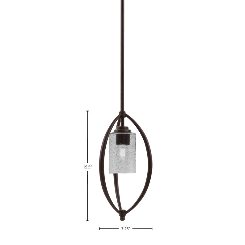 Suspension Albreda Stem Hung Mini présentée en fini granit foncé avec verre fumé à bulles de 10 cm, Clear; Black/Dark Granite