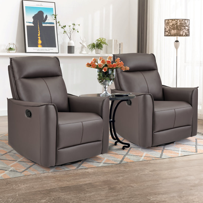 Fauteuil inclinable manuel pivotant et berçant moderne de 31,5 po de large Kayelyn (ensemble de 2)