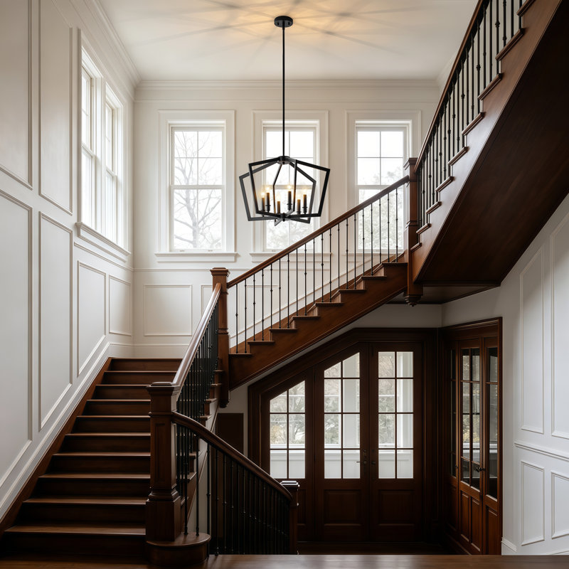Lustre en métal 6 lumières, H 15,5 po x l 22,83 po x P 22,83 po, Six lumières