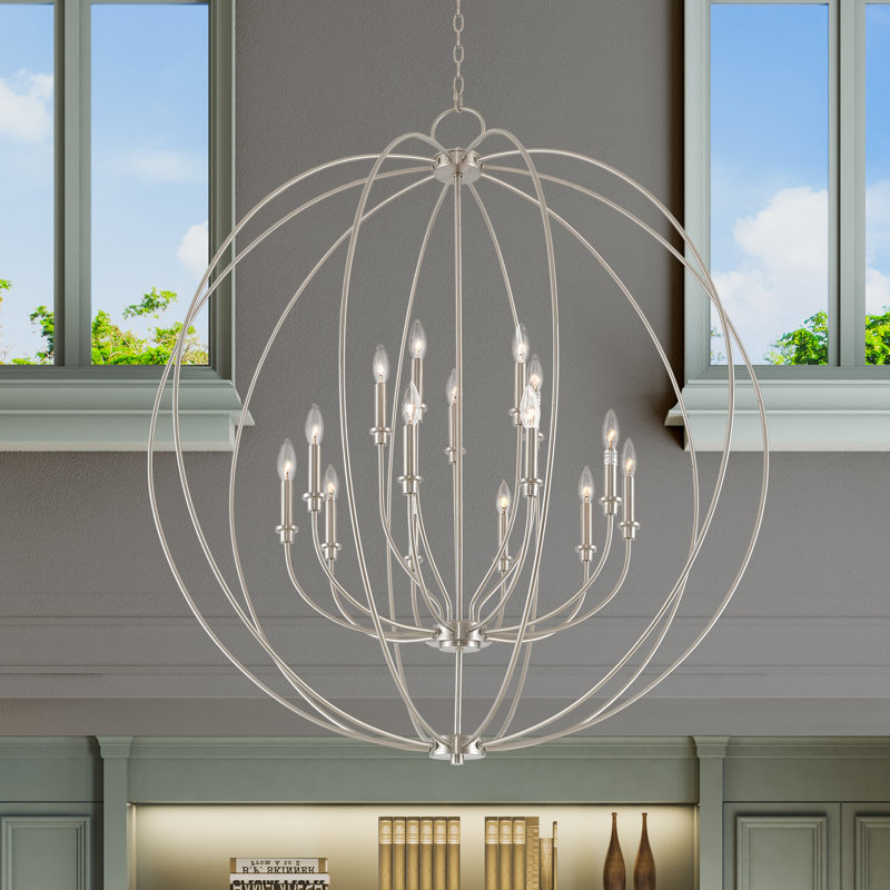Lustre 15 lumières façon bougie Remer, Nickel brossé