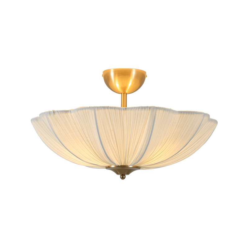 Nordic Pleated Fabric Semi Flush Mount
