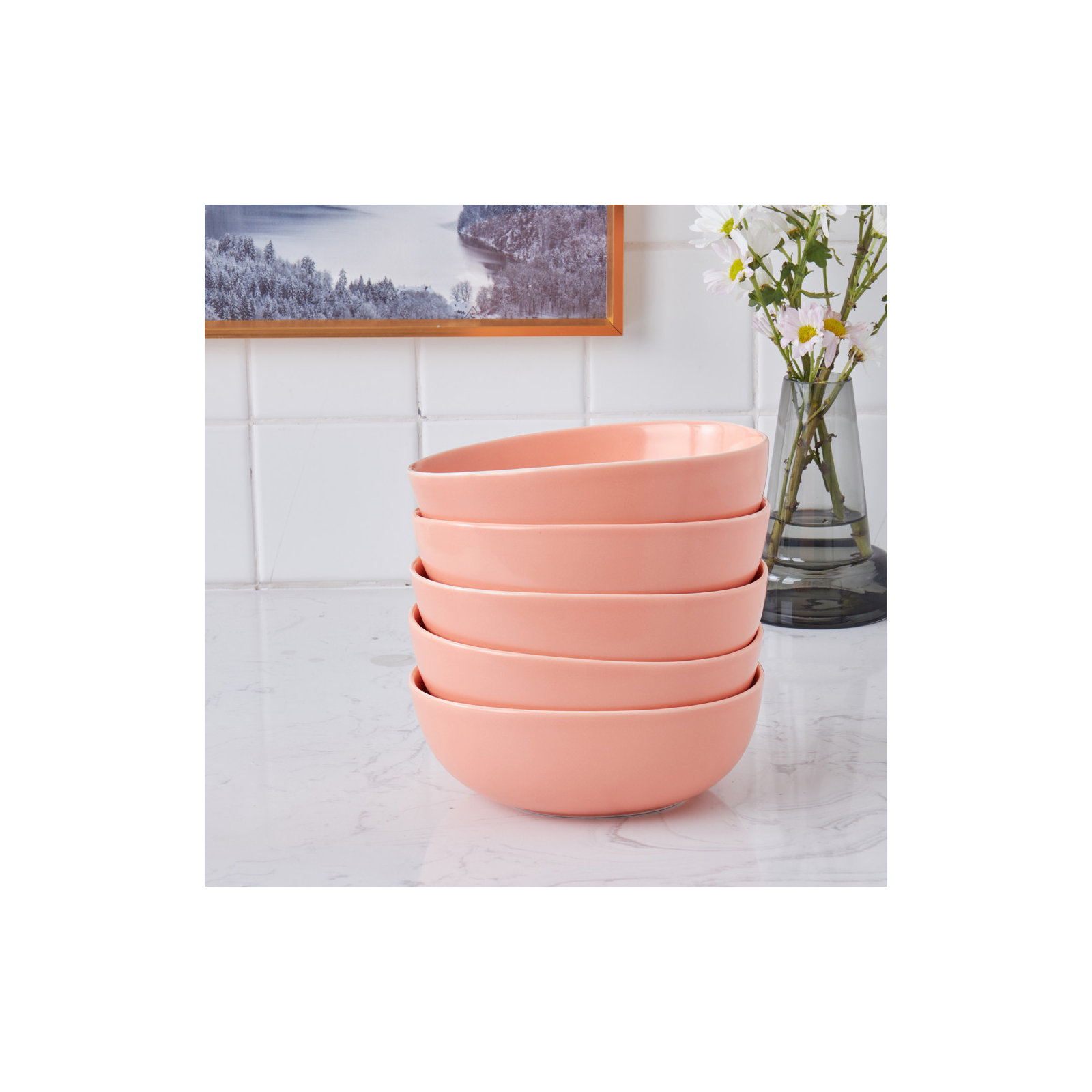 Stone Lain Delilah Bowl Set Porcelain, Peach
