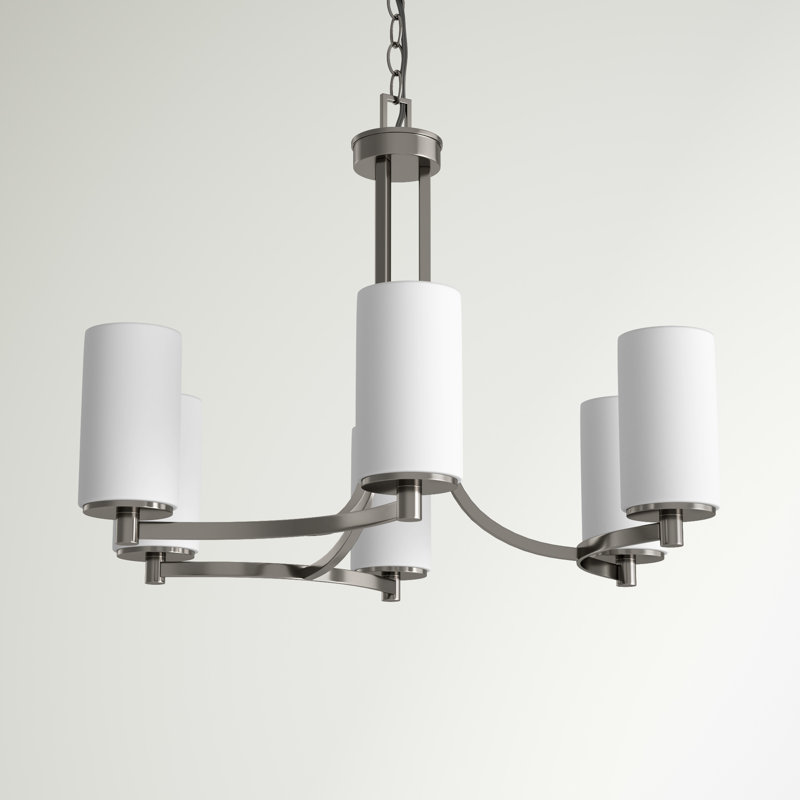 Lustre classique Hettinger 6 - Abat-jour clair, Nickel brossé