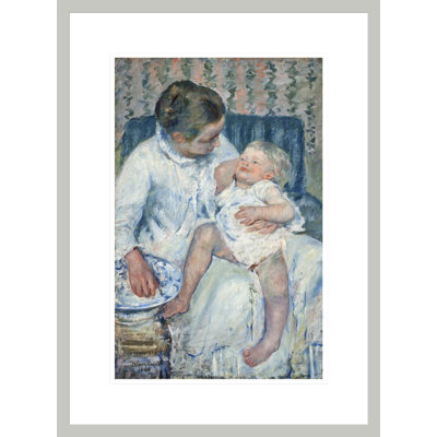«Mother About to Wash Her Sleepy Child» par Mary Cassatt, impression giclée encadrée