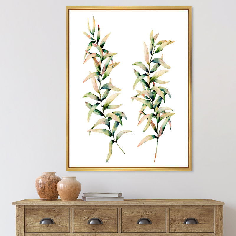 Branches d'automne - Peinture sur toile, H 20 po x l 12 po x P 1po, Cadre flottant doré
