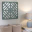 Décoration murale contemporaine en miroir avec superposition géométrique sur le dessus, bleu et argent