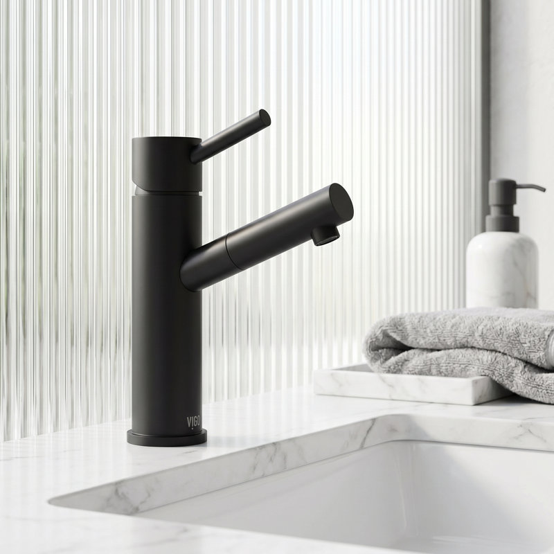 Noma 8" H Single Handle Single Hole Bathroom Faucet, Matte Black