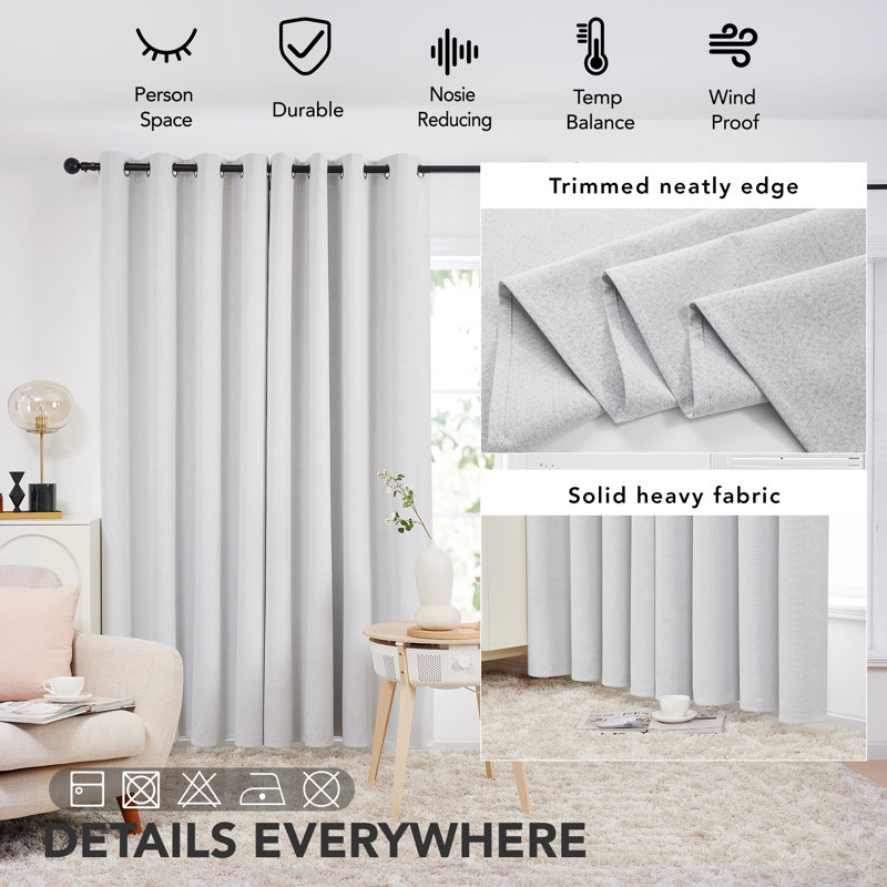 Assafa Polyester Blackout Curtain Pair, 52" W x 84" L, Grayish White