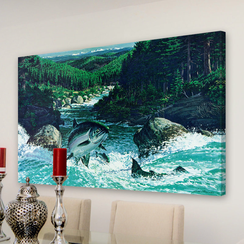 « spring saumon », reproduction d’art sur toile tendue, H 16 po x l 24 po x P 1,5 po