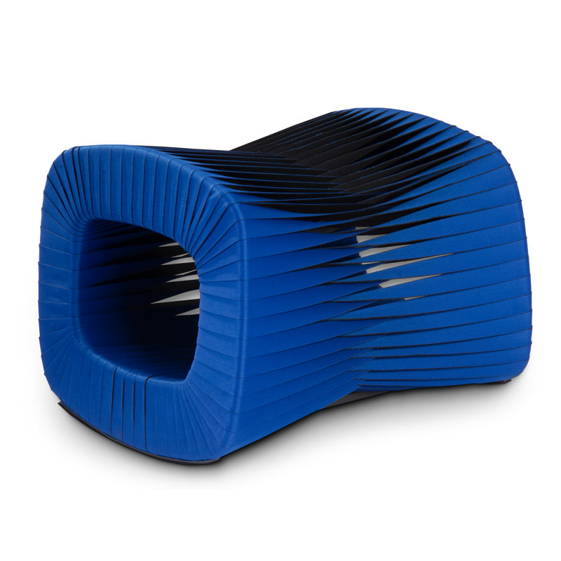 Seat Belt 24" Wide Ottoman, Blue Cotton