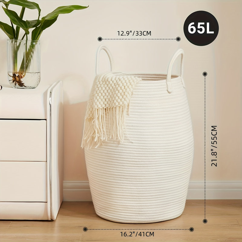 Fabric Laundry Hamper, White