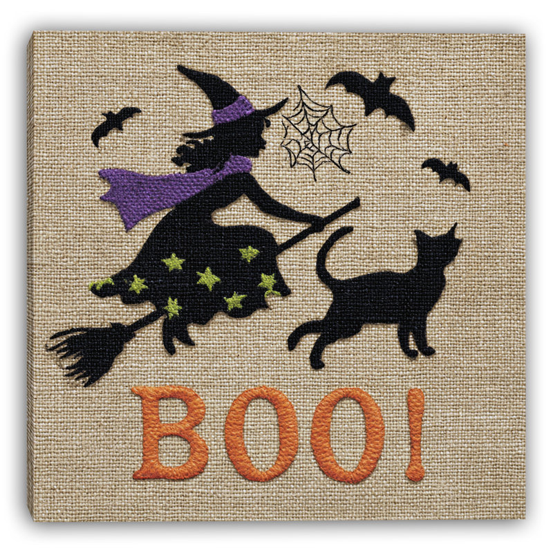 Toile en toile de jute «Boo Witch and Cat», H 40 po x l 40 po