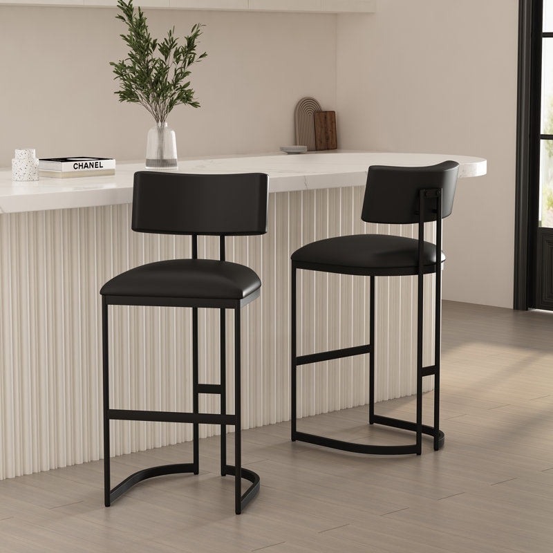 Tabouret de bar Juno, Noir, Tabouret de bar (siège d'une hauteur de 30 po)