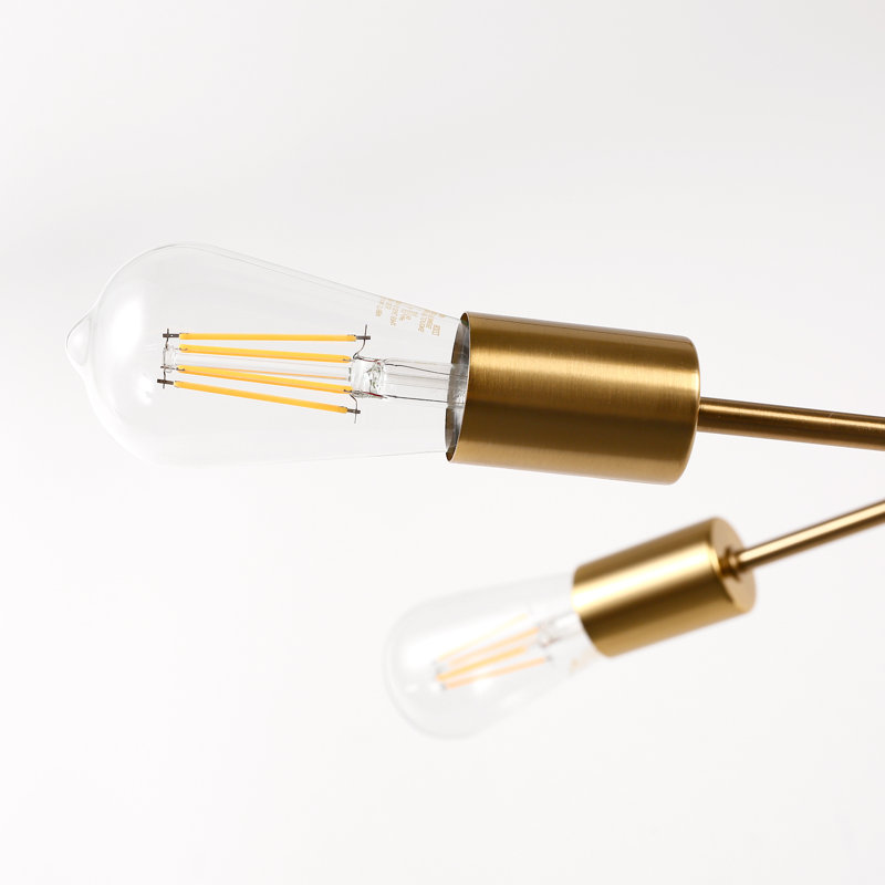 Isador 8-Light Dimmable Sputnik Chandelier Modern Linear Pendant Light, Gold