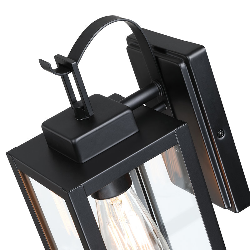 Applique murale d'extérieur 1 lumière noir mat avec verre transparent, H 14 po x l 5 po x P 7 po