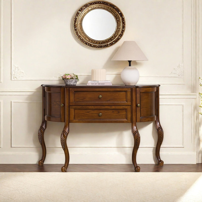 Console en bois massif rétro, Brun, H 33,46 po x l 51,18 po x P 13,78 po