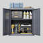 Armoire de garage murale en métal gris, H 13,54 po, solution de rangement pour les sous-sols, les cuisines et les entrepôts, tablettes amovibles, rangement à mouvement de charnière de porte précis, armoire avec charnière lisse, facile