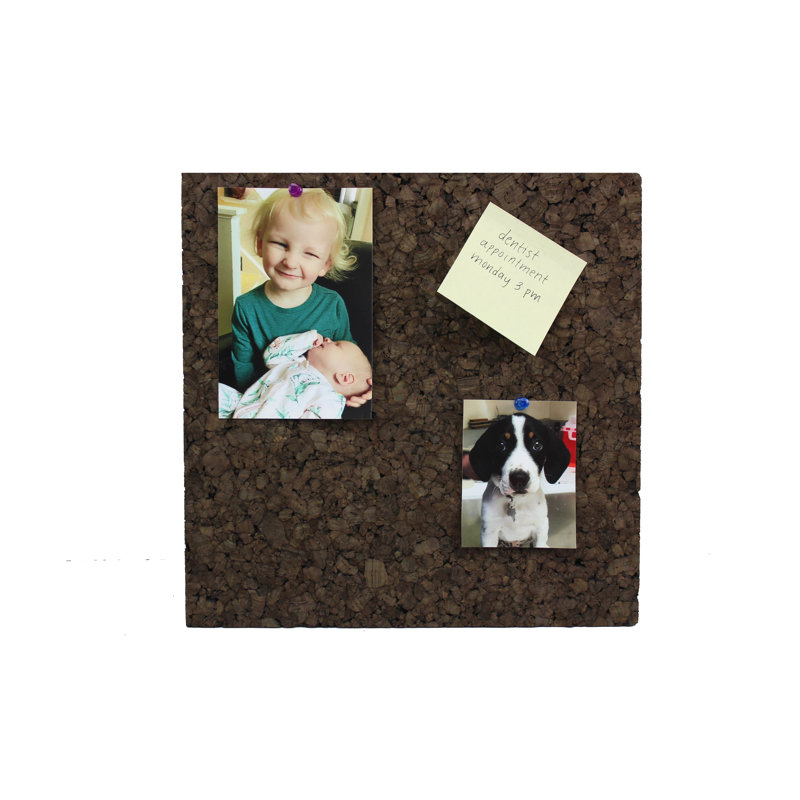 Babillard réversible mural H 30 cm x l 30 cm Cork Tiles, Brun foncé