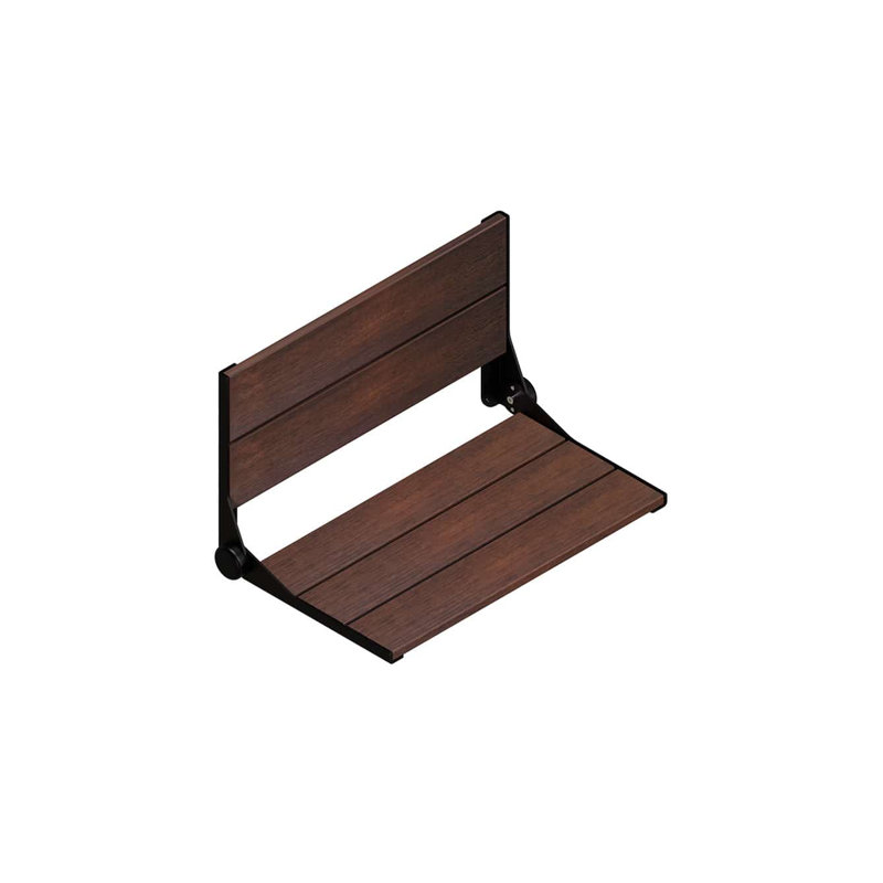INVISIA Medium Walnut Bamboo Folding Shower Seat, Aluminum Frame (400 lb. Capacity), Oil Rubbed Bronze
