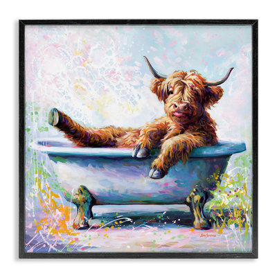 Splashing Baby Cow Giclee Art by Leon Devenice