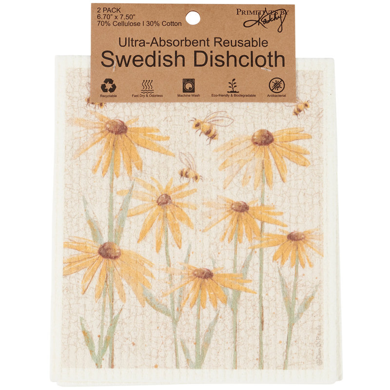  Rustic Floral Swedish Dishcloth Set