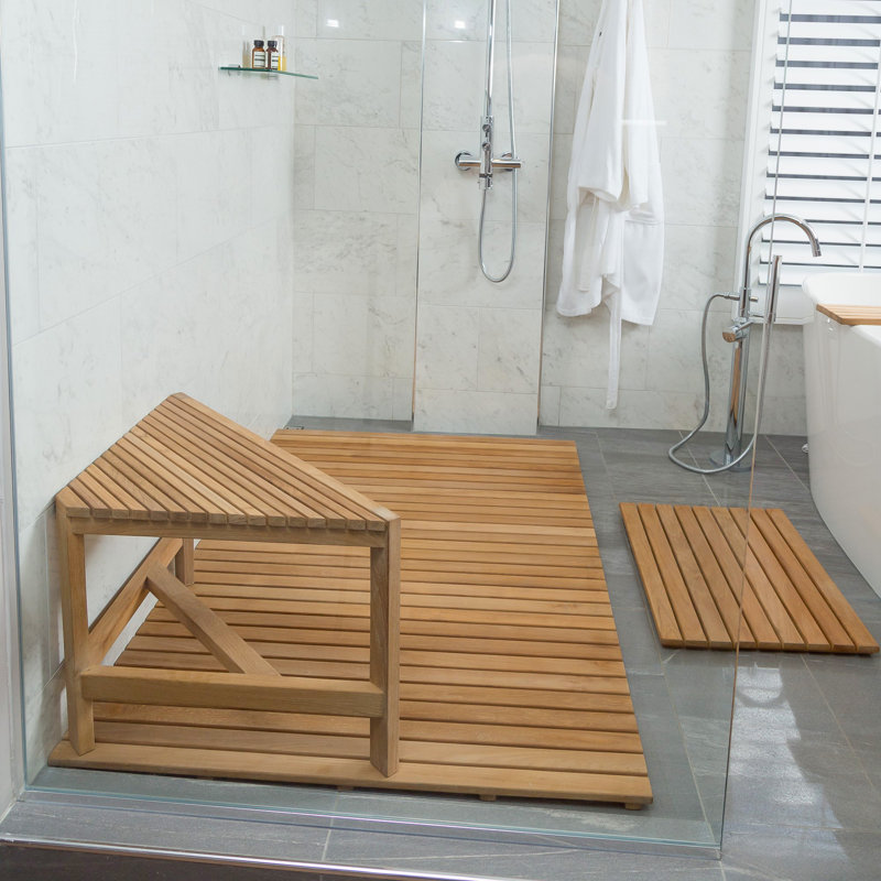 Solid Wood Shower Mat, 1.5" H x 40" W x 60" L