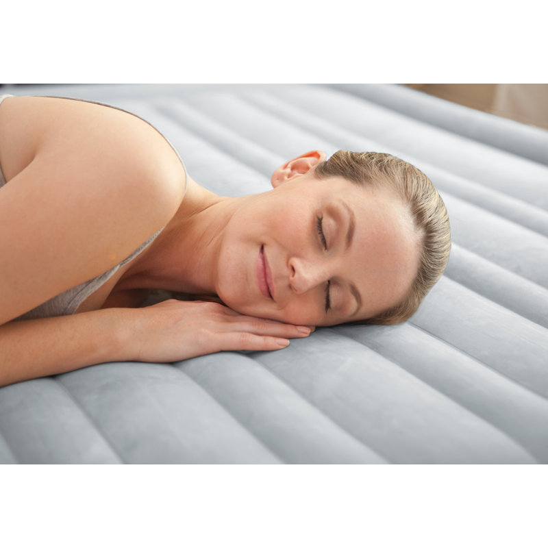 Comfort Plush Gray Queen Raised Air Mattress with Built-in Pump