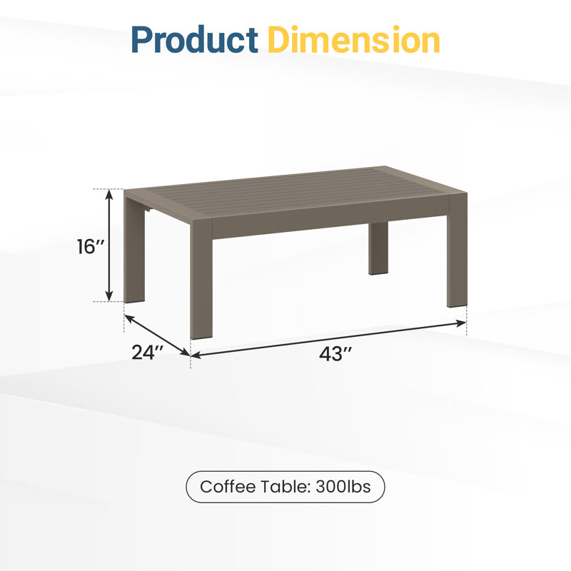 Table basse d'extérieur pour terrasse, Café clair